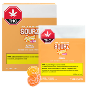 Sourz By Spinach - PEACH ORANGE FULLY BLASTED (10x 10mg THC / CBD)